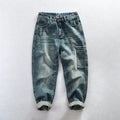 Spring Autumn New Cotton Retro Washed Jeans Men Clothing Casual Loose Straight Men Trousers AG7180