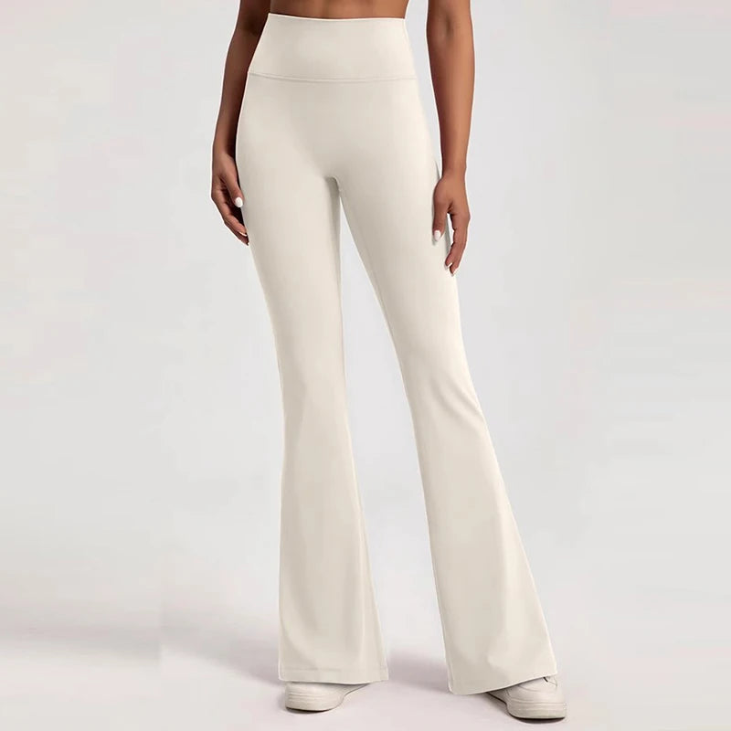 Women's High-Waisted Flared Pants Elastic Waist Cinching Hip-Lifting Casual Yoga Trousers for All Seasons Exercise Outdoor