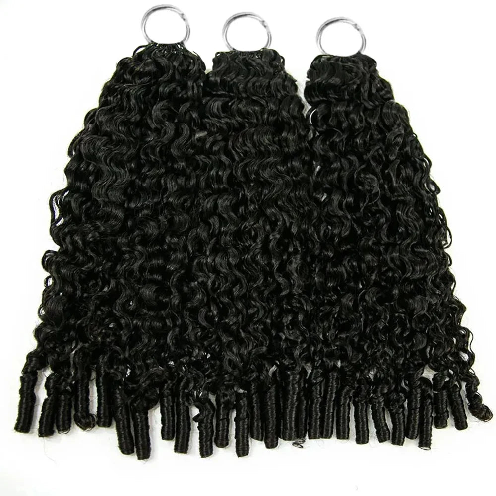 3rd Generation Deep Curly Crochet Human Hair Extension With Coily End Boho Braids Pre Separated Remy Feather Crochet Extension
