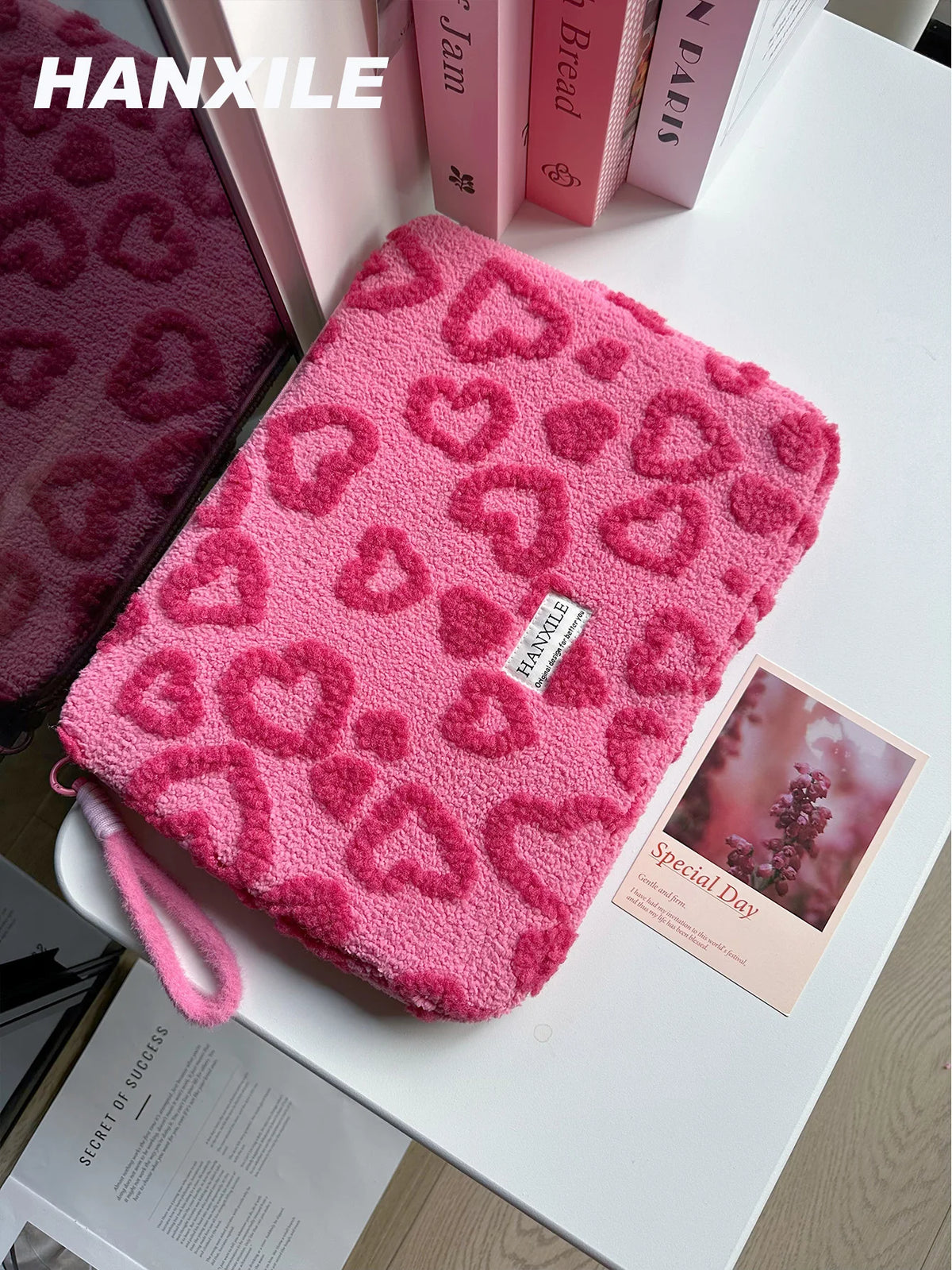 Plush Love Heart Laptop Bag iPad Tablet Bag 11/13/ 15inch Laptop Storage Bag