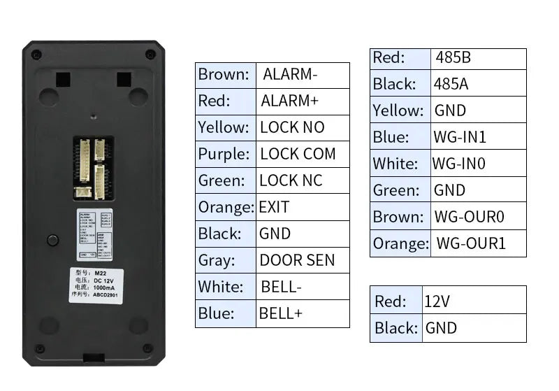M25 Face Recognition Time Attendance Access Control Fingerprint+Palm Vein+RFID+PIN+Face Unlock Doorbell