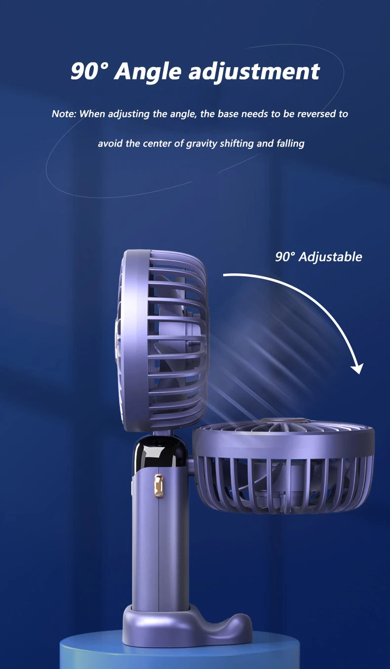 New Portable Hand-Held Fan Office Desktop Multifunctional Folding Double-Headed Small Electric Fan With A Neck Lanyard