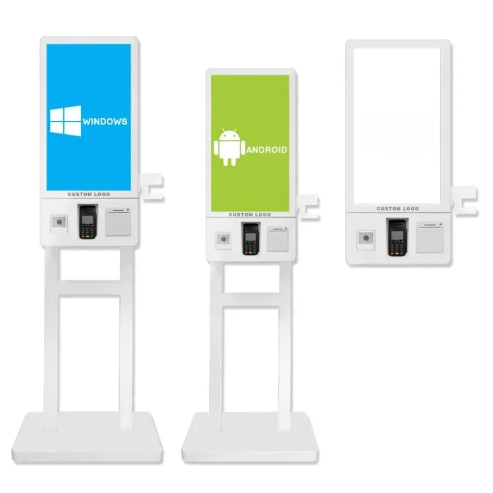 Restaurant 24 27 32 inch touch screen cashless POS fast food self-service order payment end point kiosk floor machine