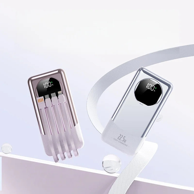120W 20000mAh Super Fast Charging Power Bank Smart Digital Display with Built-in Four Cables and Type-C Fast Charging