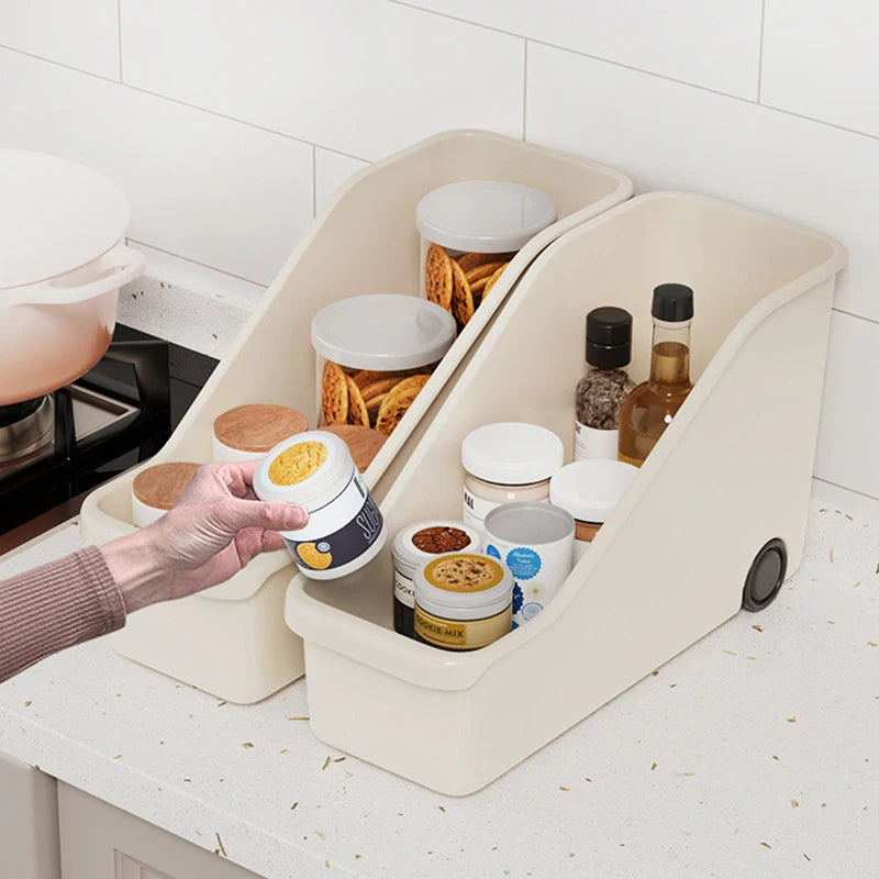 Kitchen Closet Organizer Make Up Organizer Sundries Storage Case with Wheels Seasoning Bottle Storage Container