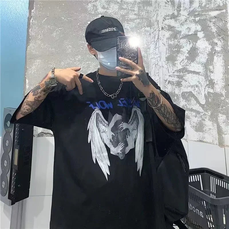 2025 Summer Oversized Tshirt Men Breathable Comfortable Dark High Street Gothic Hip-Hop Short Sleeve Tee Y2k Tops Tshirt for Men