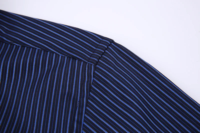 Oversized 9XL 8XL Mens Long Sleeved Shirt Casual Business Classic Plaid Striped Daily Slim Fit Button Male Social Dress Shirts