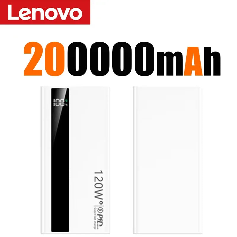 Lenovo 120W 50000mAh CCC Power Bank Super Fast Charging Ultra Capacity Portable Battery Charger LED Digital Display For IPhone