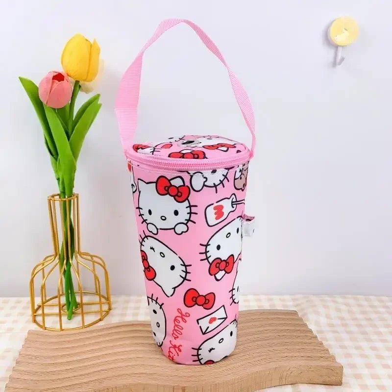 Sanrio Handheld Water Cup Bag Hello Kitty Cold Insulation Heat Preservation Portable Cartoon Water Bottle Pocket Kawaii Outdoors