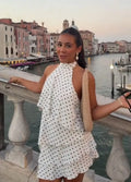 Sweet Chic Polka Dot Mini Dress Vintage Halter Neck Ruffle Tiered Layered Women Dresses Summer Vacation Party Stylish Streetwear