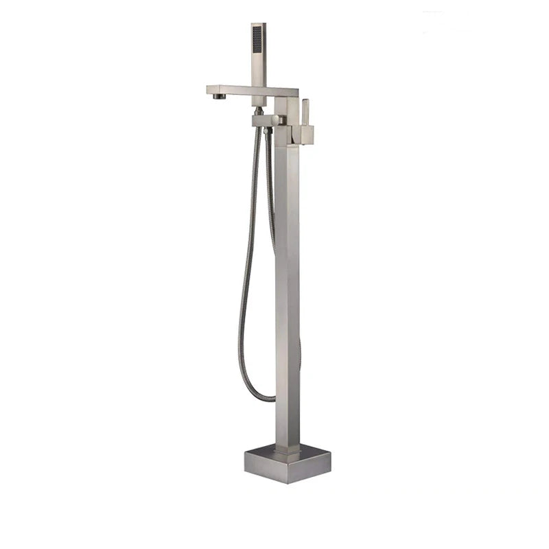 KEMAIDI Brass Freestanding Bathtub Shower Faucet Floor Tub Filler Mixer Tap 360 Degree Swivel Spout Shower Systerm Matte Black