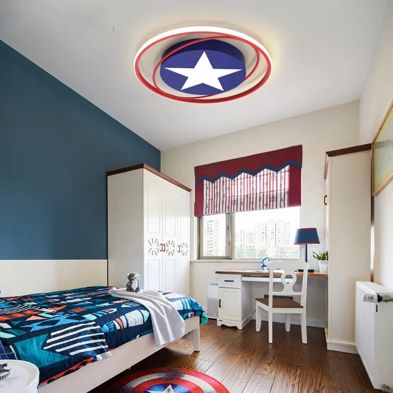 Modern Children's Room Bedroom Ceiling Light Minimalist Modern LED Ceiling Light Creative Cartoon America Captain Lighting Fixtu
