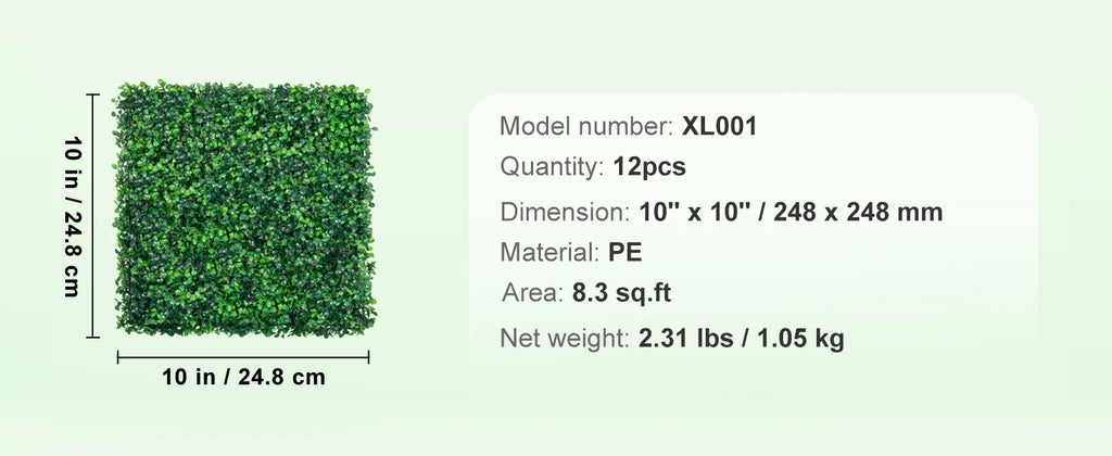 SucceBuy 12PCS 10x10 in Artificial Boxwood Panels Boxwood Hedge Wall Mat Artificial Grass Backdrop Privacy Screen UV Protected