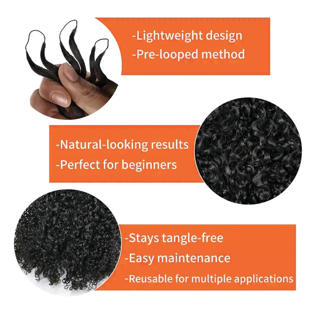 3rd Generation Afro Kinky Curly Crochet Human Hair Extensions 7 Packs Pre Separated Knotless 100% Human Hair Crochet Extension