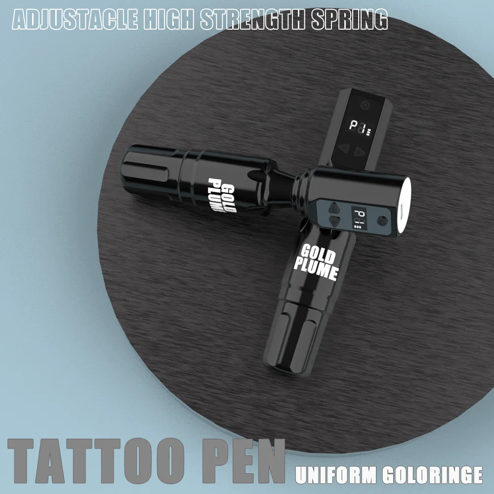 GOLDPLUME Wireless Black Square Tattoo Machine Kit with 10 Cartridges 7-Color Ink Full Accessories for Beginners Pros