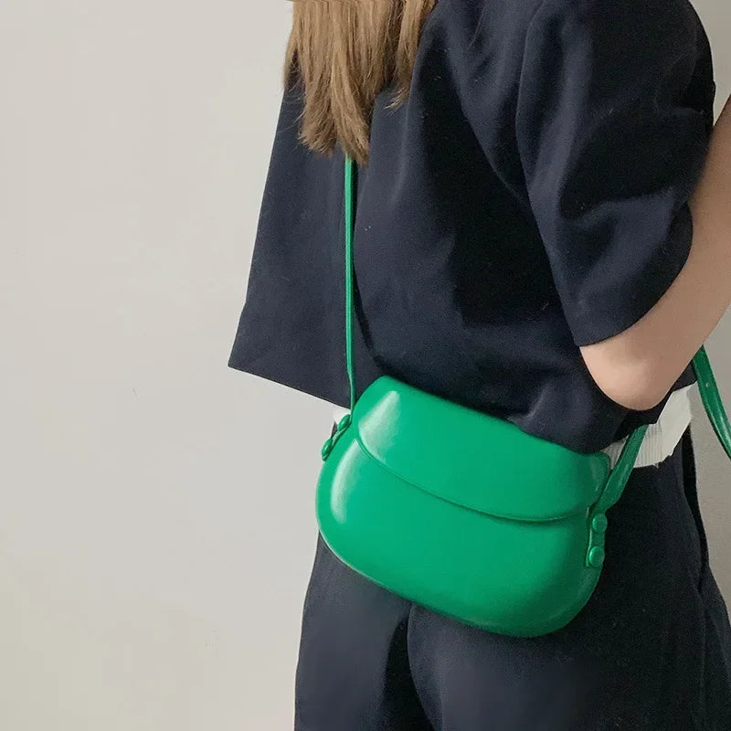 Candy Color Women's Saddle Shoulder Bag Casual Portable Female Small Clutch Handbags Sweet Fashion Ladies Purse Crossbody Bags