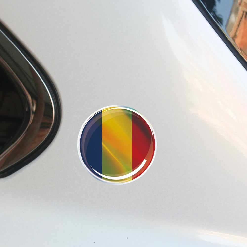 Kenya Latvia Romania Flag Laser 3D Epoxy Resin Car Stickers Car Window Steering Wheel Center Console Panel Motorcycle Fuel Tank