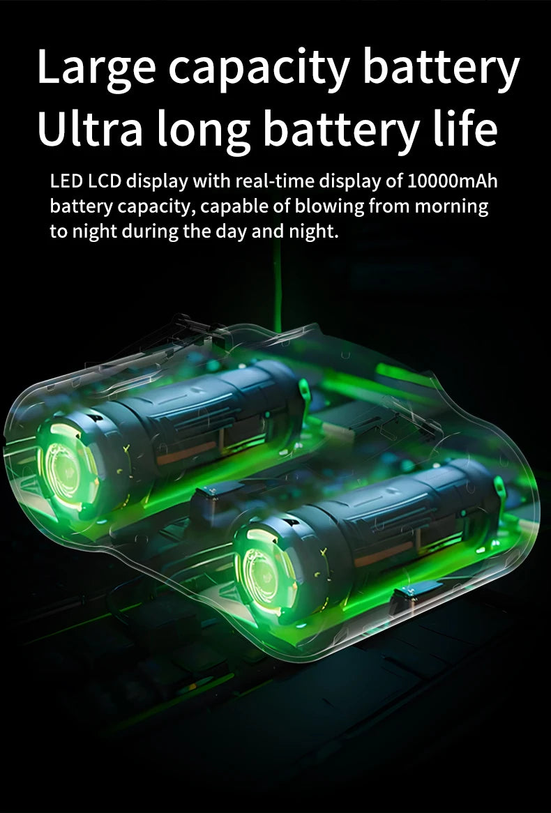 Portable Waist Clip Fan Mini USB Charging Hanging Fan with LED Flashlight Outdoor Single/dual Air Outlet Fan 20000/10000Mah F6/7