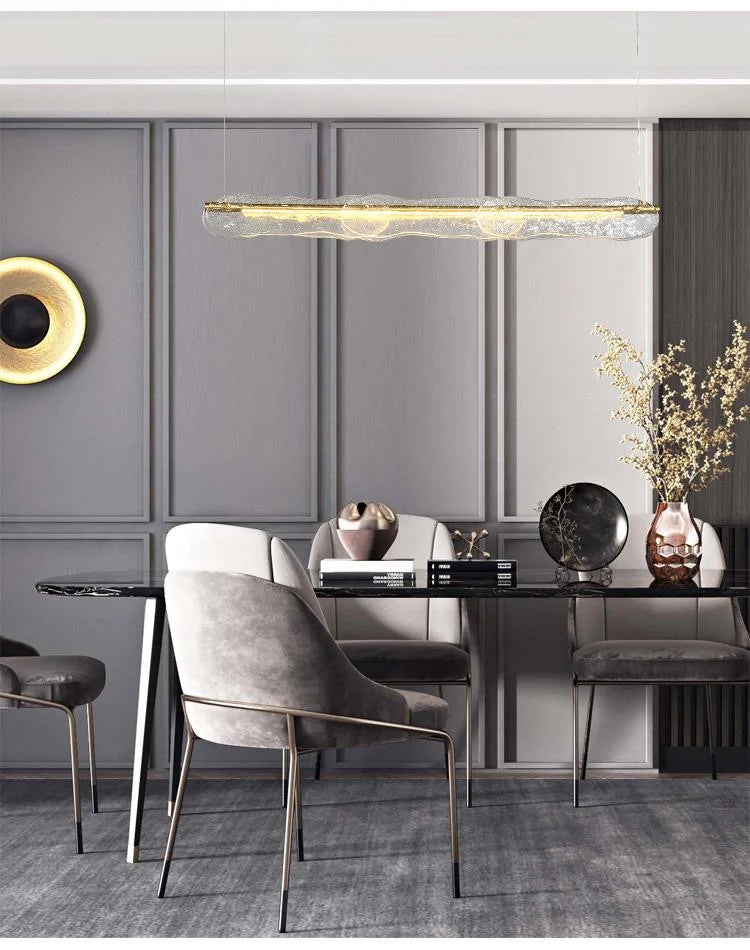 Restaurant modern simple glass crystal bar counter front desk exhibition hall strip decorative lamp
