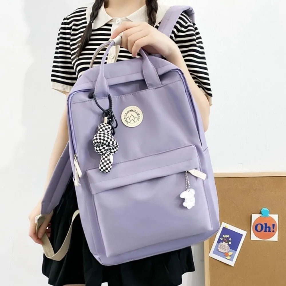 Lightweight Waterproof Women Backpack Large Capacity Solid Color Travel Backpack Nylon Ergonomic Laptop Book Bag For Teenagers