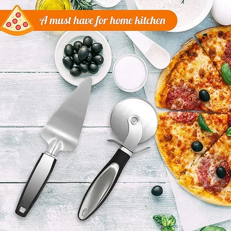 Premium Stainless Steel Kitchen Pizza Cutter Wheel Server Tools Knife Waffle Cookies Cake Bread Dough Slicer Kitchen Gadgets