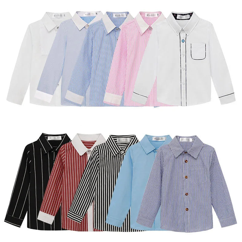 Teenage Clothes Baby Boy Shirt School Uniform Formal Shirt Turn-down Collar Children Girl White Shirt Kid Tops Blouse Coat A1293
