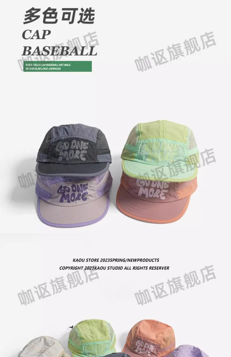 Spring Summer Outdoor Breathable Quick-drying Baseball Cap for Men and Women Lightweight Soft Brim Retro 5-panel Camping Hat