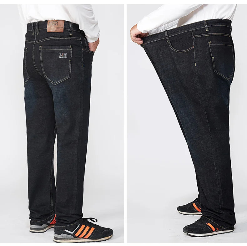 Extra Large Size 56 Men's Jeans High Waist Straight Denim Pants Male Stretch Classic Autumn Winter Super Plus Big 50 52 54 10XL