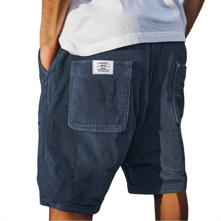 Summer New Men's Corduroy Shorts Fashion American Style Multi Pocket Pants Embroidered Logo Retro Straight Leg Shorts For Male