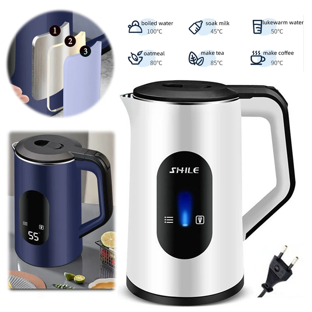 3L Stainless Steel Electric Digital Display Thermal Water Kettle Auto-Shutoff Boil Water Pot 1500W Fast Boil Home Kitchen Tool