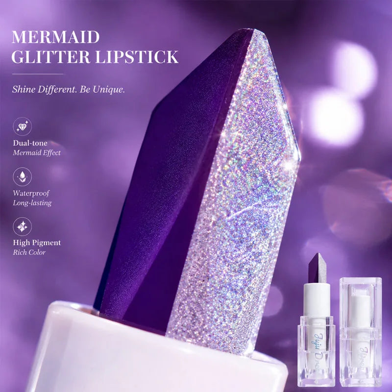 JUJU DREAM Dual-Color Gradient Mermaid Lipstick Shimmer Shiny Purple Moisturizing