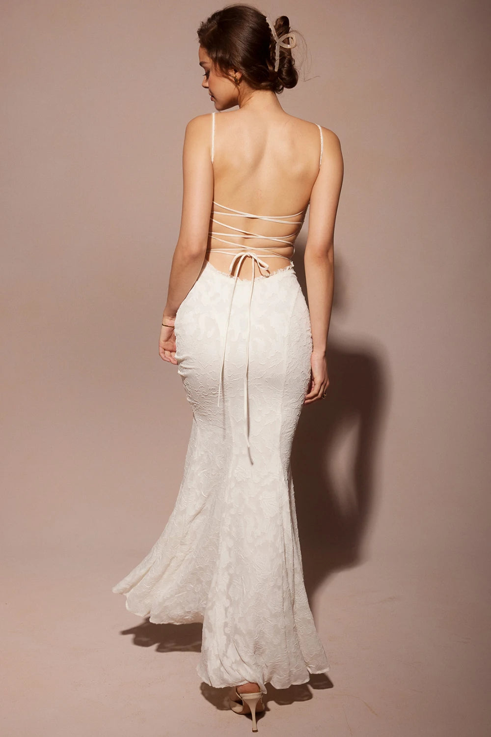 Articat-Women's Sexy Sleeveless Lace Patchwork Backless Bodycon Maxi Dress, Elegant Party Club Evening Dress, 2024 Summer