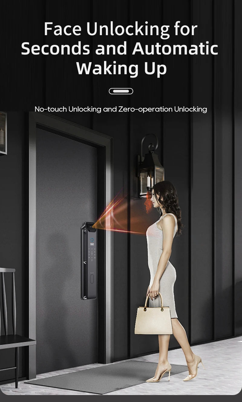 EGFirtor Password Door Lock Face Recognition Fingerprint Lock with Camera Biometric Smart Digit Lock