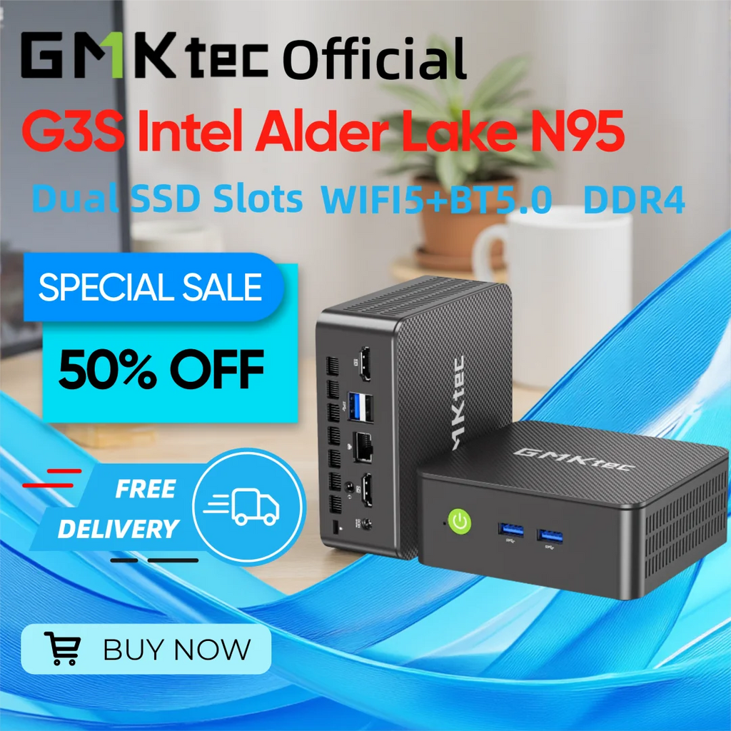 GMKtec NUCBOX G3S Mini PC Intel Alder Lake N95 Win11 Pro Mini PC 8GB DDR4 128/256GB PCIe M.2 SSD WiFi 5 BT5.0 Desktop Computer