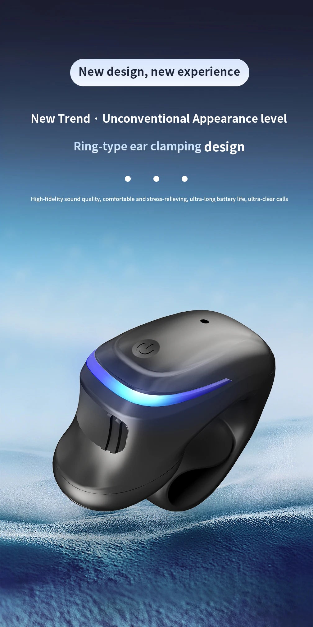 Long Time Wear Ultra Long Battery Life Wireless Bluetooth 5.3 Headset Clip-On Earphone For iPhone For Huawei For Realme For Vivo