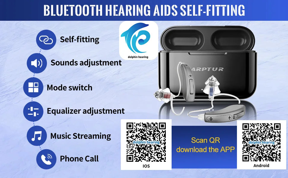 Bluetooth Hearing Aids Rechargeable Hearing Aid APP Digital Sound Amplifiers For Deafness Wireless Aparelho Auditivo Audifonos