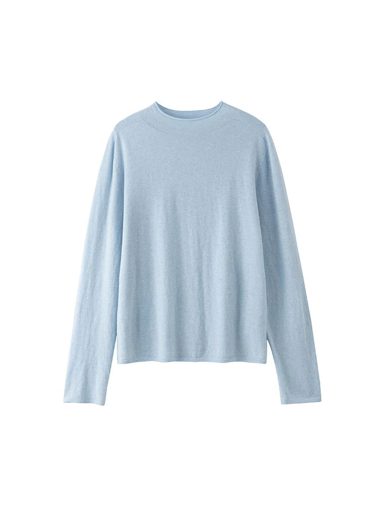 SuyaDream, Women Wool Pullovers, 5%Cashmere 92%Wool, Soft Cozy Sweaters, 2025 Fall Winter Basic Solid Knit Top