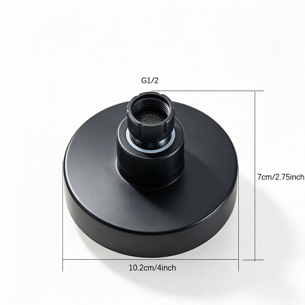 Modern Matte Black High Pressure Rainfall Shower Head with Wall Arm Large Round Fixed Overhead Spray Soft Silicone Jets