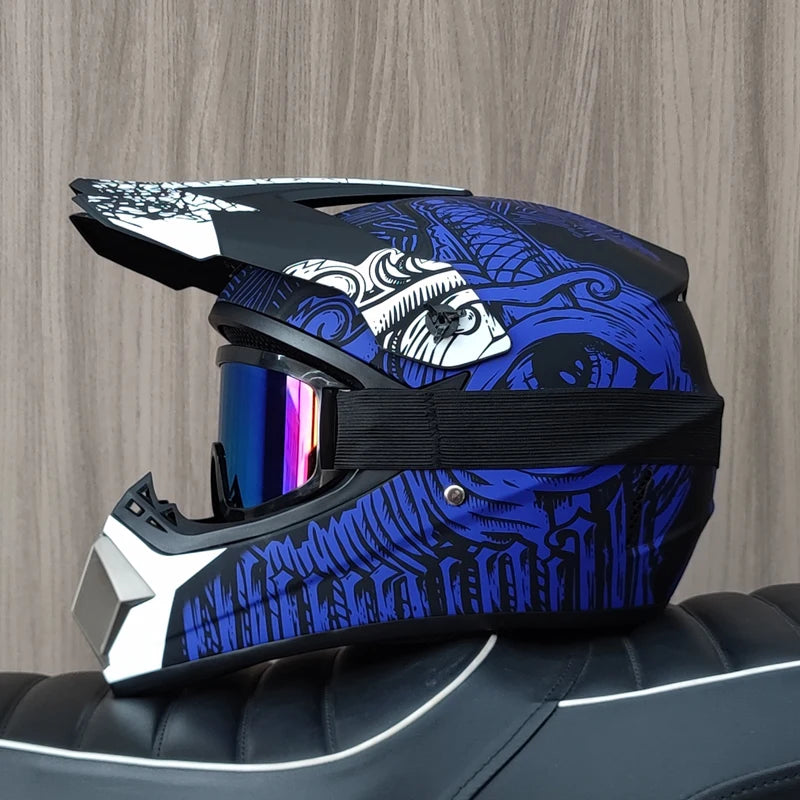 Professional motorcycle off-road helmet with free goggles, off-road bike ATV Quad DH racing protective helmet Casco
