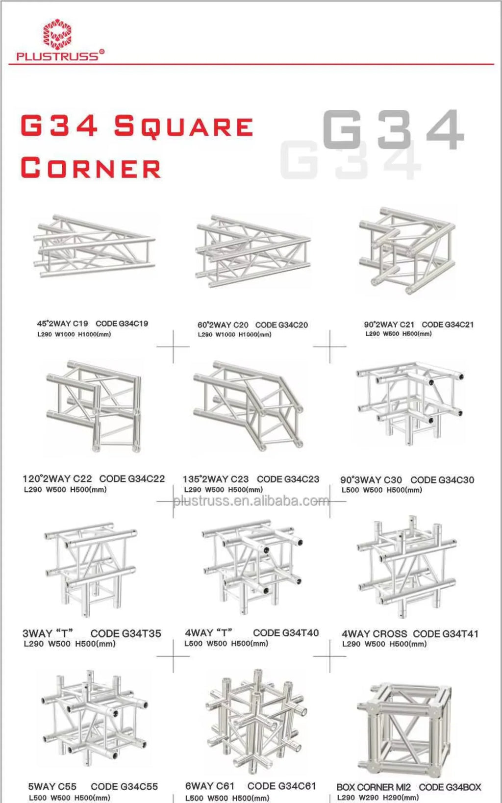 6082 T6 Aluminum Square Truss 290mm Modular F34 Stage Structure Heavy Duty Rigging for DJ Events Exhibitions