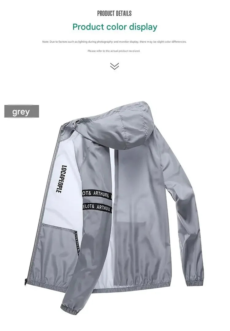 UPF50+ Summer Sun Protection Clothing Men's Casual Waterproof Quick-drying Bicycle Hooded Jacket Hiking Thin Skin Windbreaker
