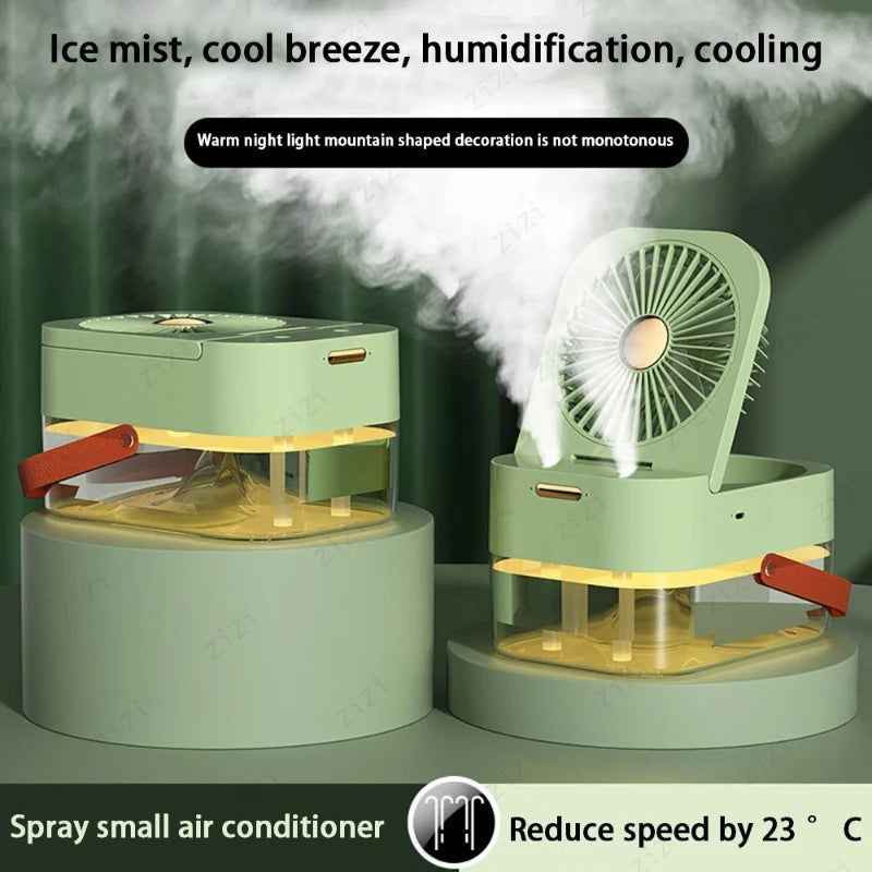 Double Port Spray High-capacity Electric Fan Humidifier USB Portable Portable Remote Control Humidifier with Atmosphere Light
