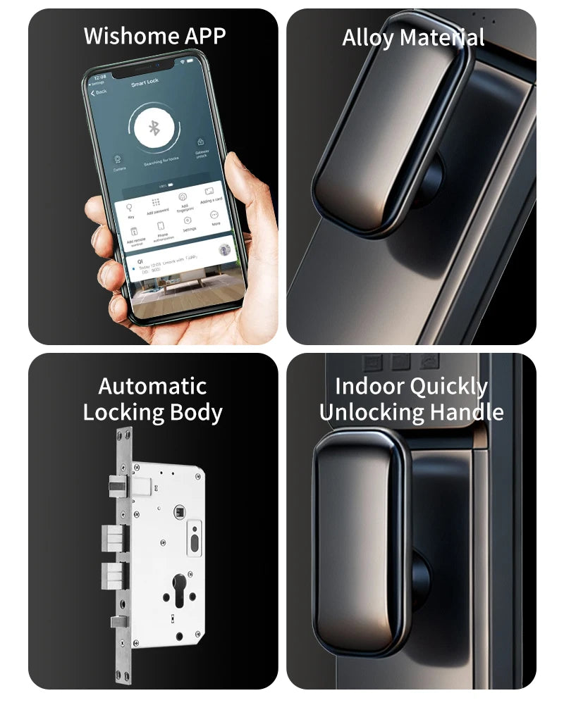 3D Face Recognition Fingerprint Password Smart Door Lock with  Remote Unlocking Wishome APP  Smart Lock Electronic door lock
