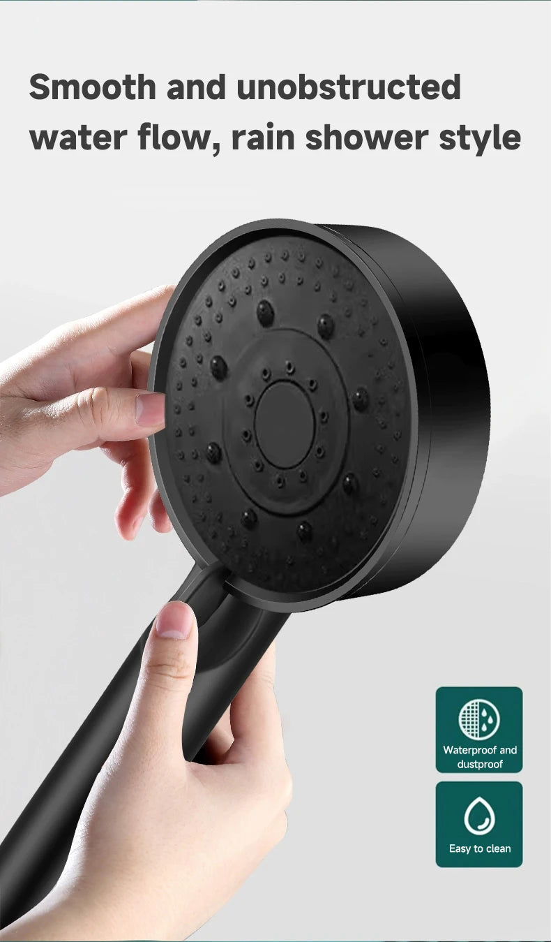 5 Modes Pressure Boost Shower Head Multifunction Adjustable Large Water Shower Nozzle Massage Bathroom Accessory