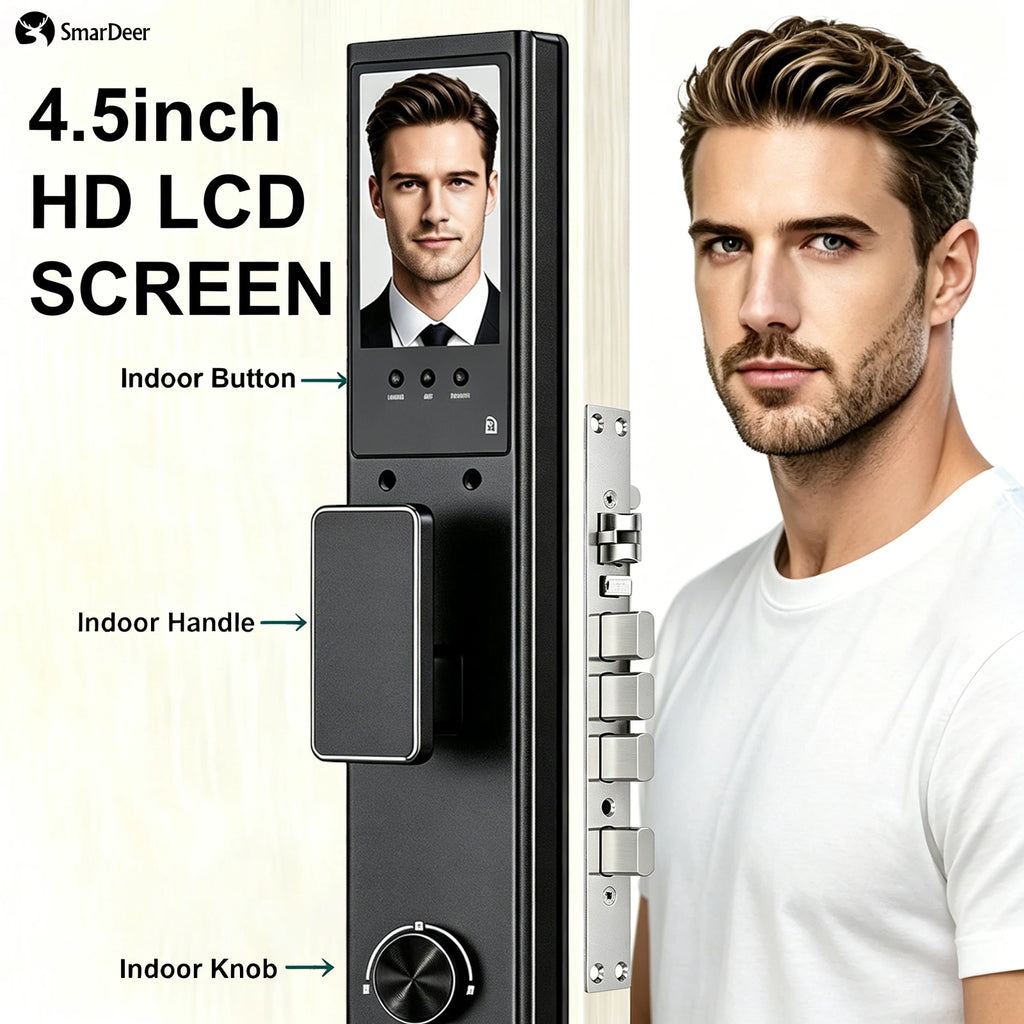 3D Face & Palm Vein Smart Door Lock IP65 Waterproof Tuya Video Call Biometric Fingerprint Electronic Lock for Home Front Door