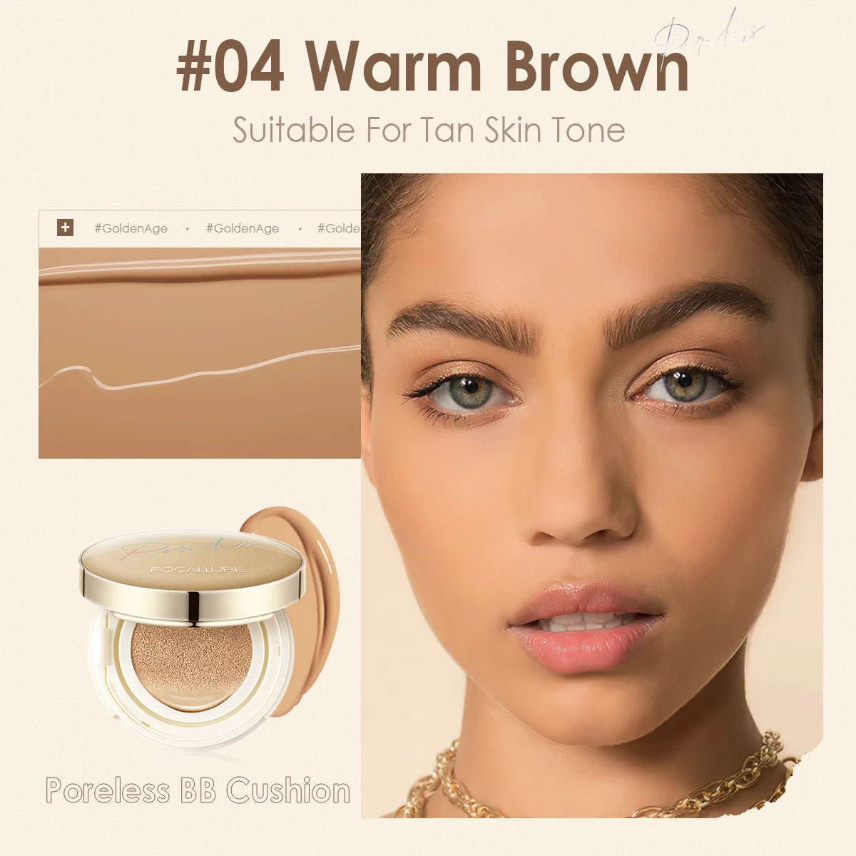 FOCALLURE Foundation Air Cushion Waterproof Matte Base Poreless High Coverage Face Cream Nutritious Smooth Foundation Makeup