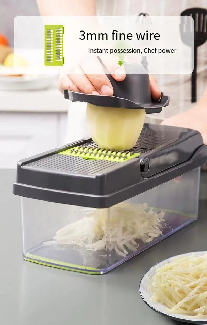 NEWMultifunctional Vegetable Cutter 5-in-1 Food Chopper for Tomato Carrot Cheese Onion Handheld Slicer Household Grater & Slicer