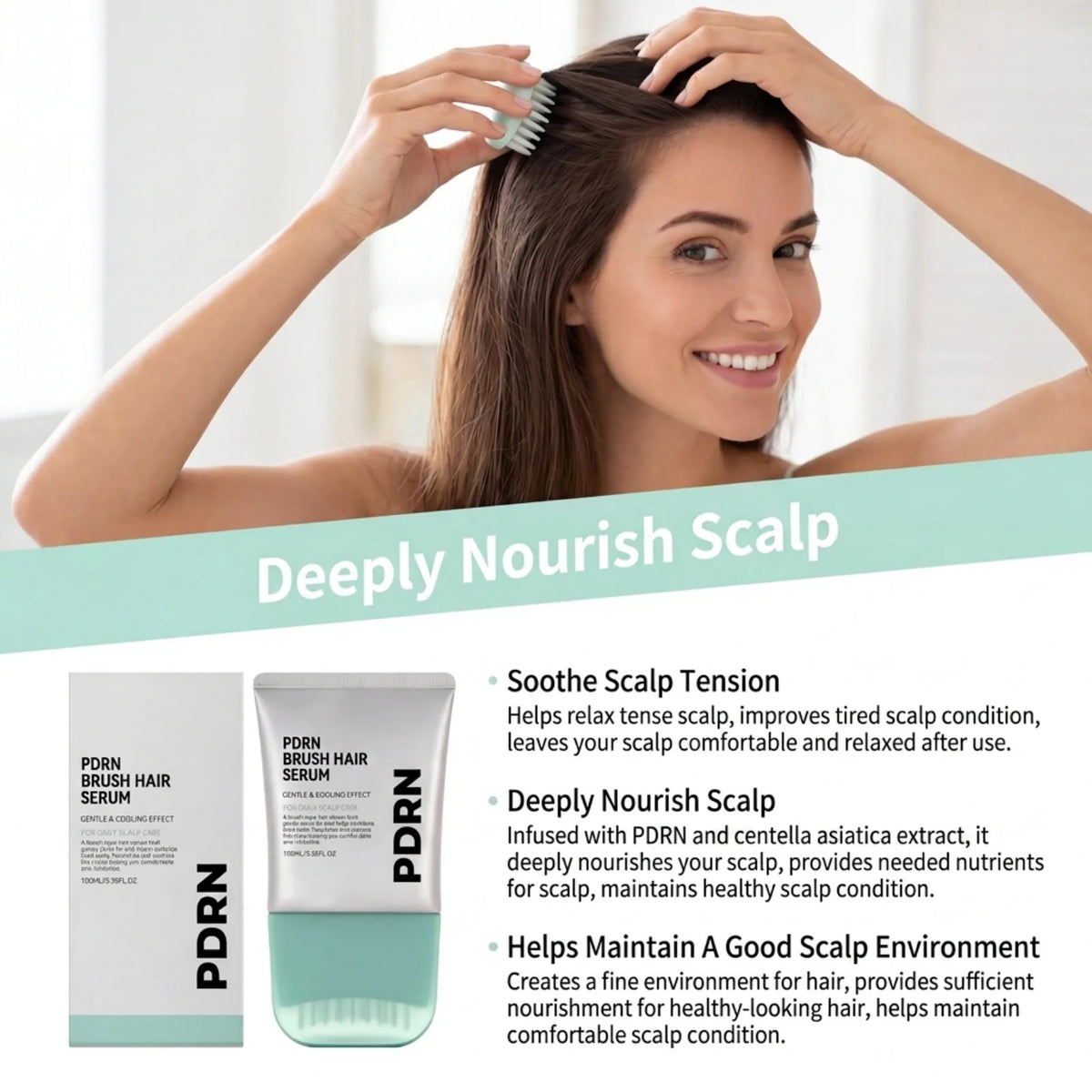 PDRN Hair Serum Cooling Brush Strengthen Hair Root Anti Hair Tired Scalp Nourishing Treatment for Scalp Massage Care Serum