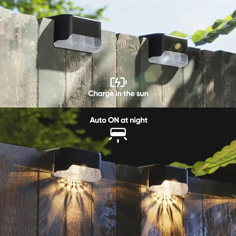 1/4PCS Solar LED Deck Lights Waterproof Outdoor Step Fence Lighting for Patio Yard Stairs Automatic Dusk-to-Dawn L-Shaped Design