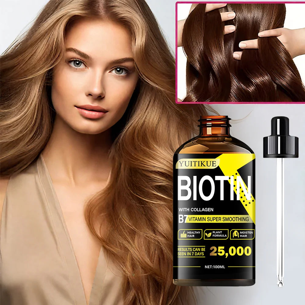 YUITIKUE Biotin Hair Oil With Collagen 100ml - B7 Vitamin Plant Formula Moisturizing Results In 7 Days